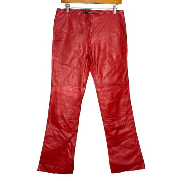 Parallel Genuine Red Leather Pants Women’s Sz 6 - Picture 1 of 5